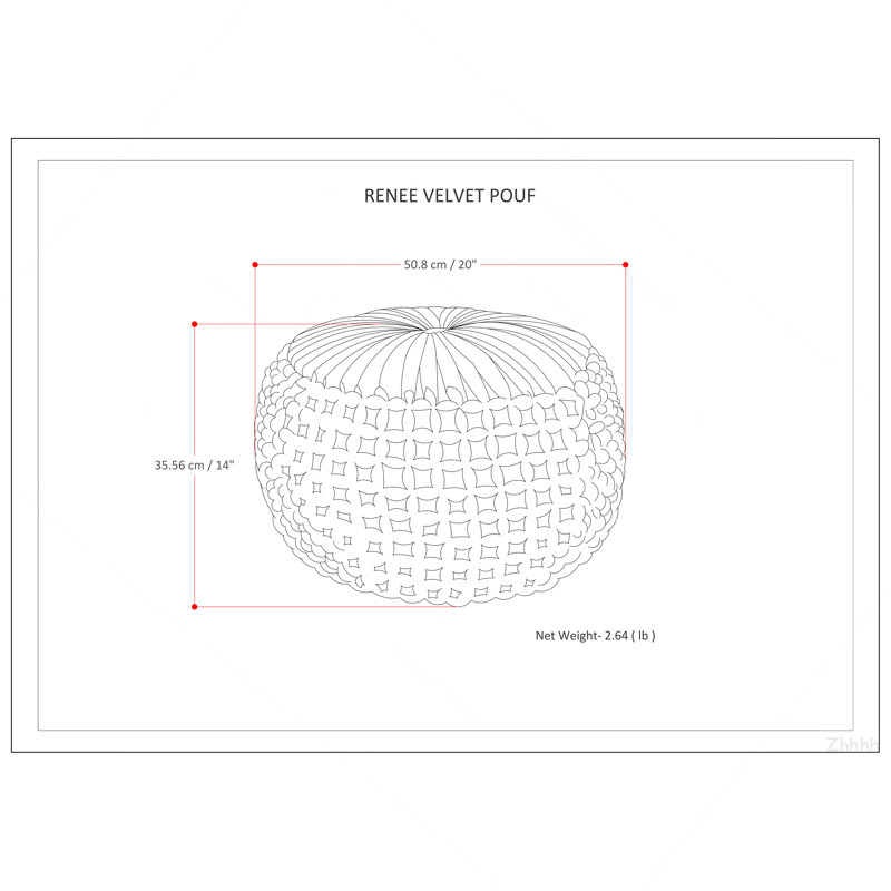 Pouf rond en velours bleu sarcelle Renee, Tissu bleu