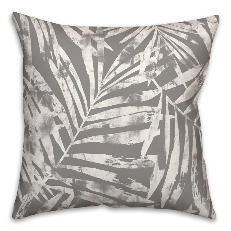 Floral Outdoor Reversible Throw Pillow, 18"H x 18"W, Gray