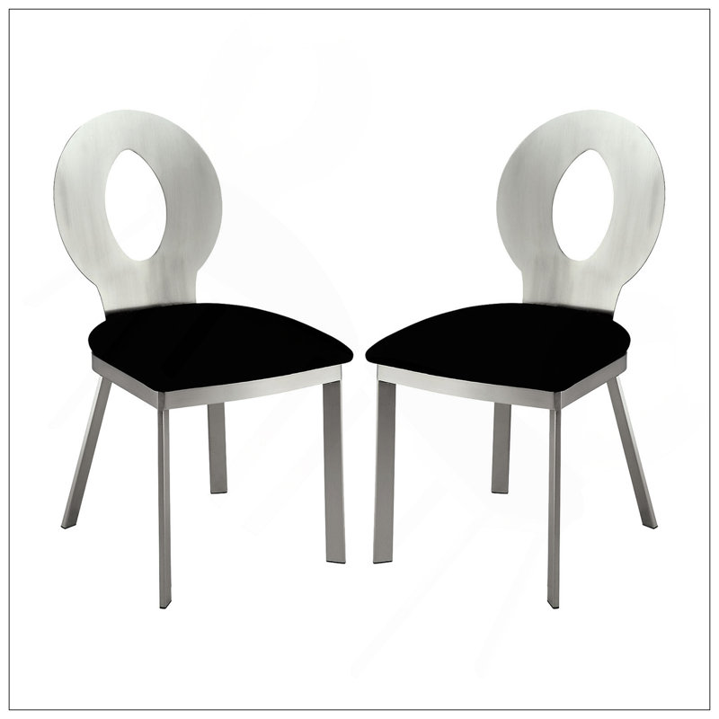 Set Of 2 Microfiber And Metal Side Chairs With Comfortable Foam Cushions, Sleek Design For Modern Interiors