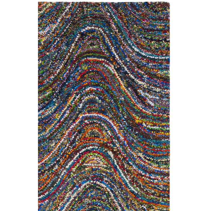 Tapis abstrait en coton touffeté à la main Anaheim, Rectangle 2 pi 3 po x 4 pi