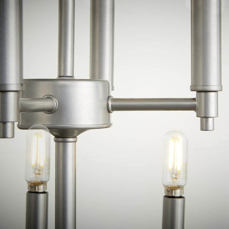 Lustre géométrique à 12 lumières Arletta, Nickel classique