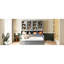 Lit de jour simple moderne avec armoire vitrée et lumières décoratives à DEL, espace de rangement gris élégant