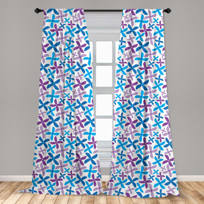 Floral Semi-Sheer Rod Pocket Curtain Panels