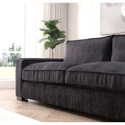 Luxe Corduroy Sofa With Sleek Design, Spacious And Comfortable 3 Seater Couch For Modern Living Room, Ideal For Entertainment And Cozy Moments, Large by Latitude Run