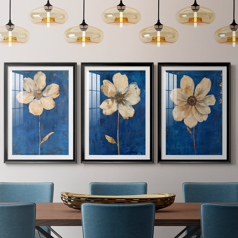 FLORAL Series Lxxvi - Impression sur mesure encadrée de qualité supérieure - 3 pièces, H 21 po x l 30 po