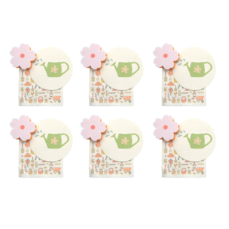 Marlee 3Pc Cleaning Set Dish Cloth & Sponge Spring Garden - Set Of 6