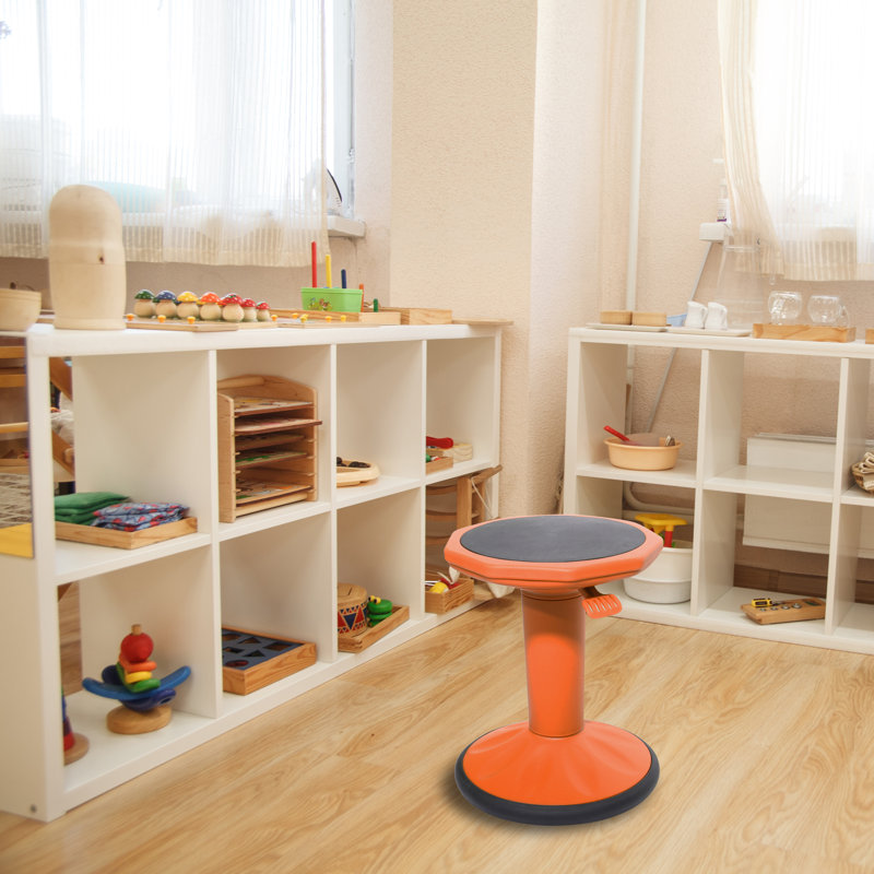 Adjustable Height Active Stool with, Orange