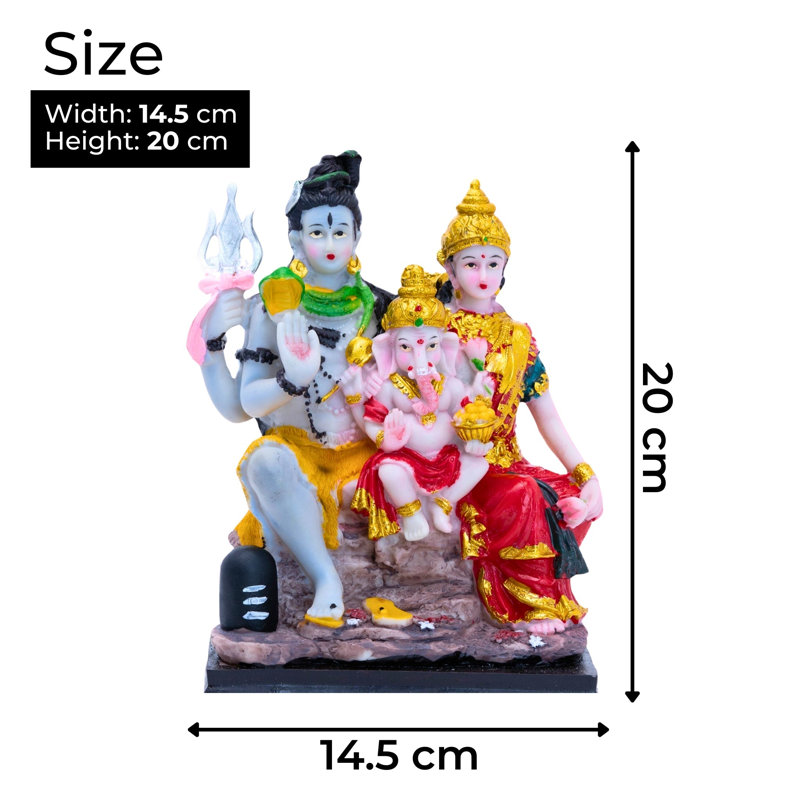 Folse Polyresin Multicolor Shiva Parvati Ganesha Statue, 20 cm