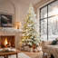Sapin de Noël élégant enneigé avec lumières-648887275