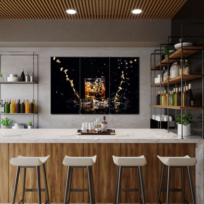 " Whiskey Splash " 3 - Pieces, 24" H x 38" W x 1.25" D