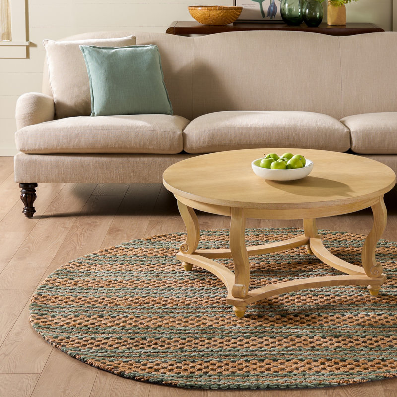 Martha Stewart 9528 Hand Tufted 40% Jute; 40% Wool; 20% Cotton Striped Rug, Round 6'