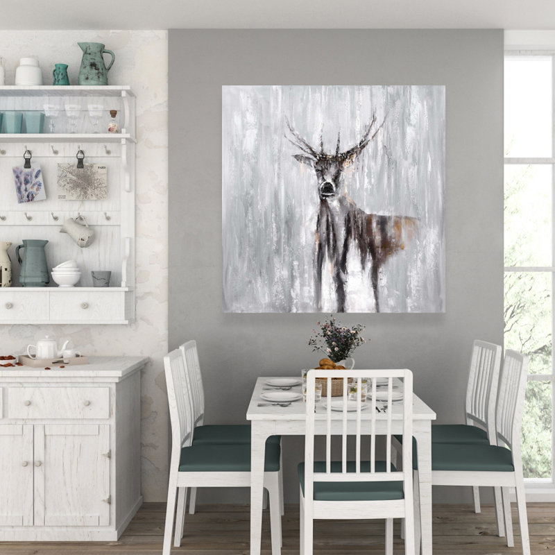 Abstract Deer in the Forest - Gray Canvas Home Decor