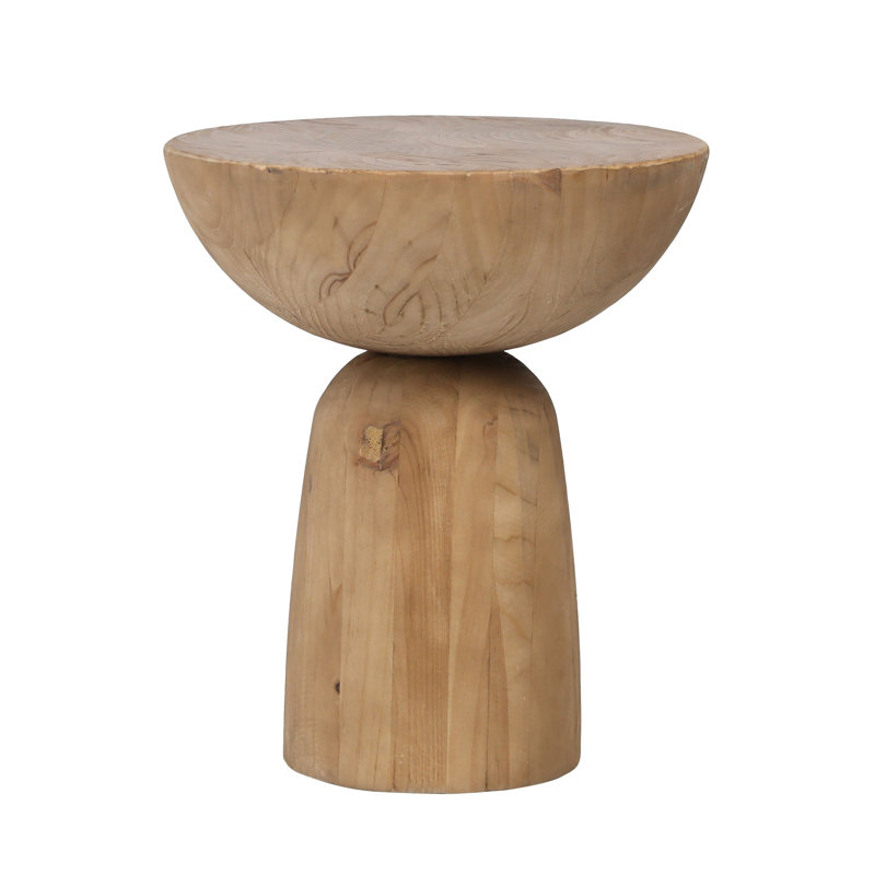 Balak Solid Wood Pedestal End Table, Natural Pine