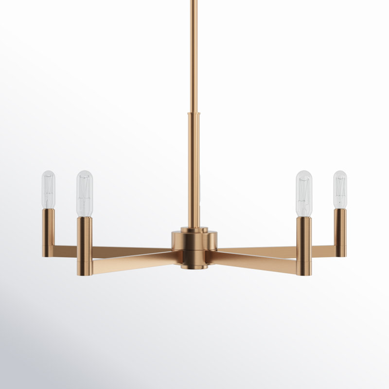 5-Light Chandelier, Satin Brass, 10.5"H x 24"W x 24"D