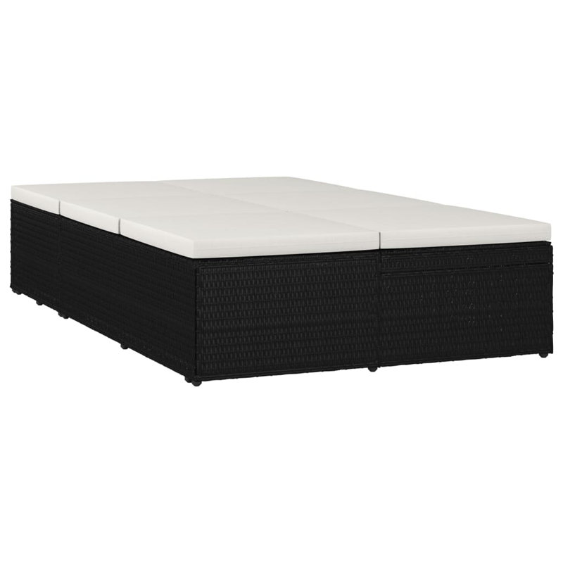 109.6" Long Single chaise with Cushions, White, Black