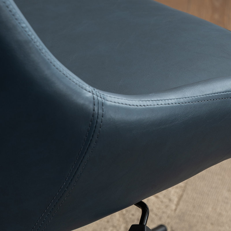 Chaise de bureau Vanora, Similicuir bleu marine