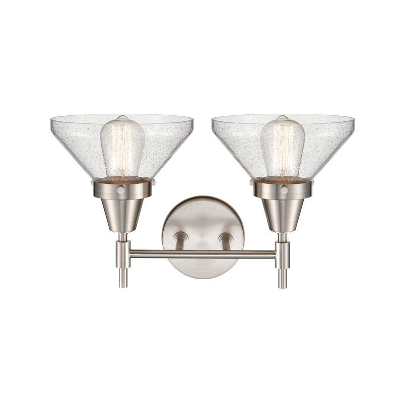 Éclairage de salle de bain à intensité variable 2 lumières Amede, Grainé, Nickel satiné, Ampoule DEL 4 watts rétro