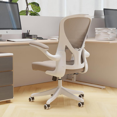 Chaise de bureau ergonomique avec support lombaire, chaise d'ordinateur pivotante à haut dossier, chaise de bureau en filet respirant, roues silencieuses en polyuréthane, accoudoirs rabattables, capacité de 350 lb