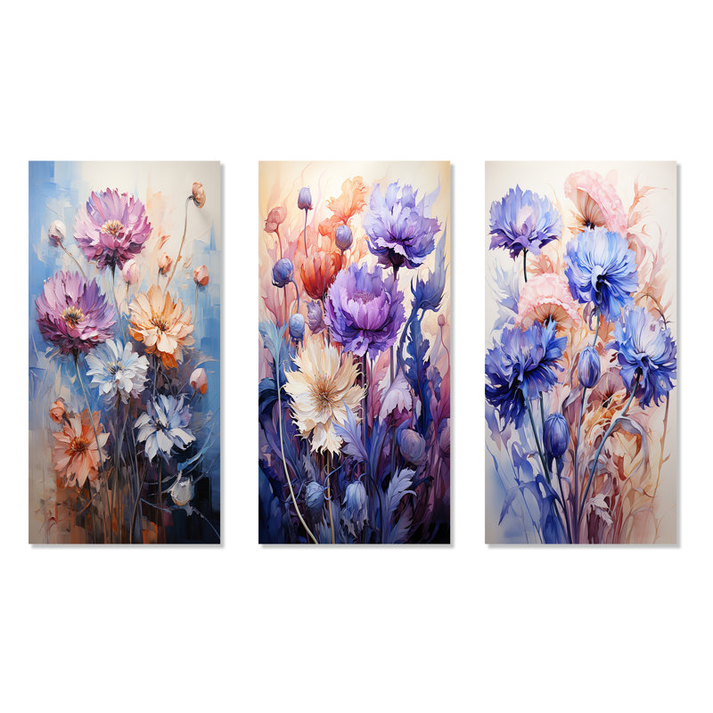 Bleuet, expression de tons mauves, H 28 po x l 36 po, Toile tendue