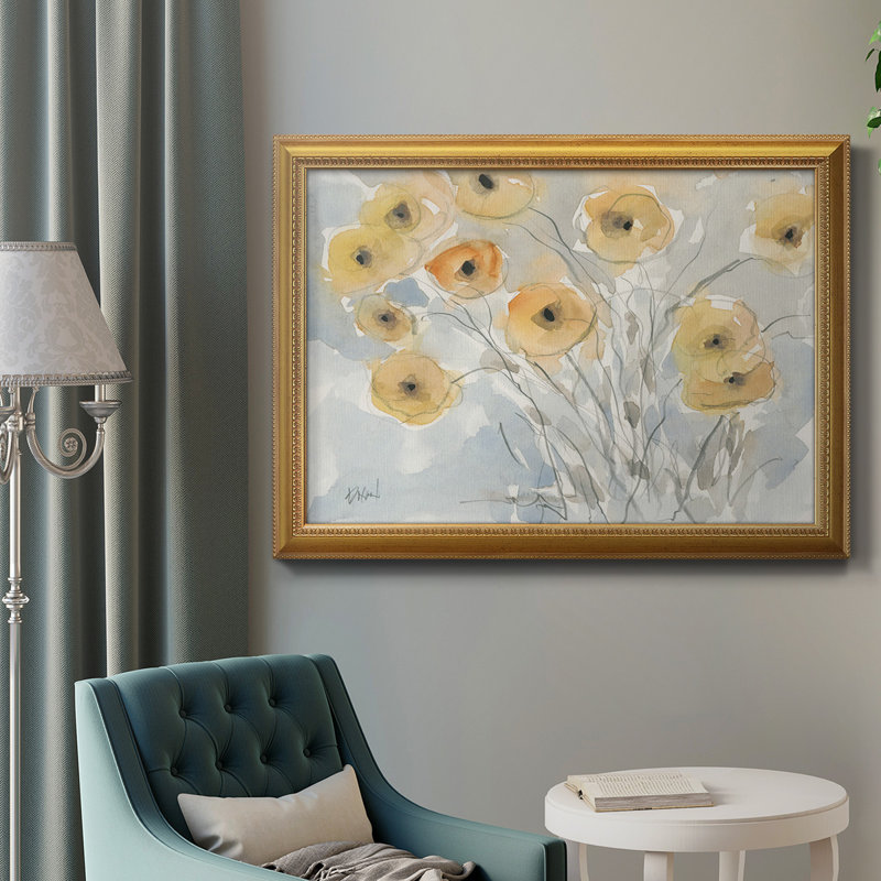 Coucher de soleil coquelicots II - Peinture sur toile encadrée, H 16 po x l 20 po