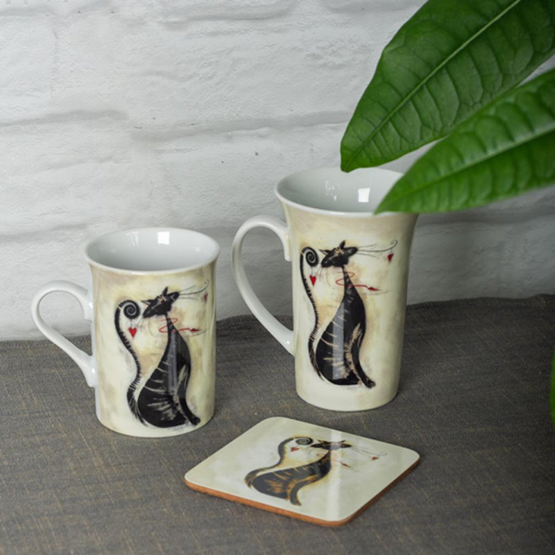 Tasse en porcelaine, chat