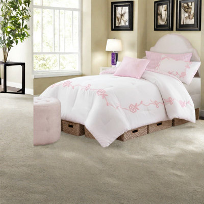 Ensemble de literie rose simple / simple TG, ensemble d'édredon à motif floral en microfibre douce