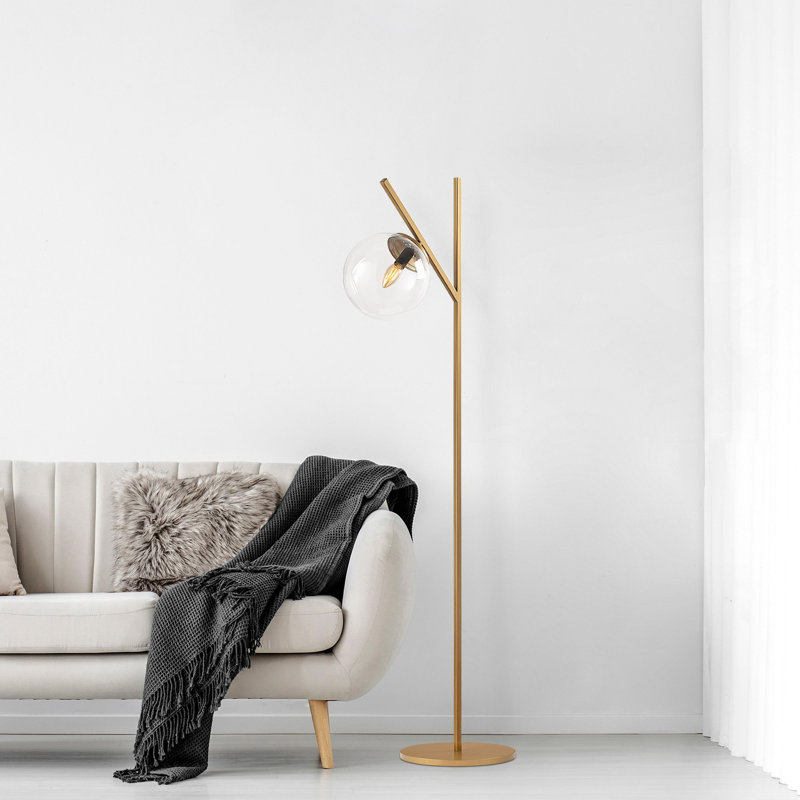Lampe sur pied arquée 12,18 po Cawe, Transparent, Or
