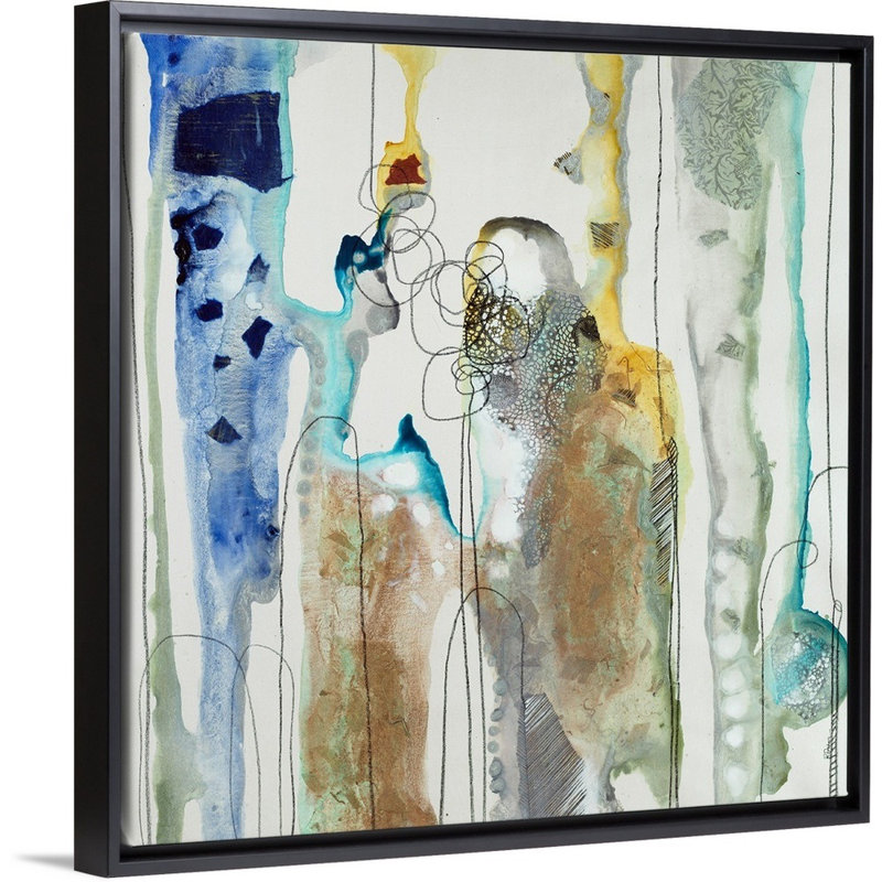 « botanique contour xiii », peinture sur toile, H 13,7 po x l 13,7 po x P 1,75 po, Cadre flottant noir
