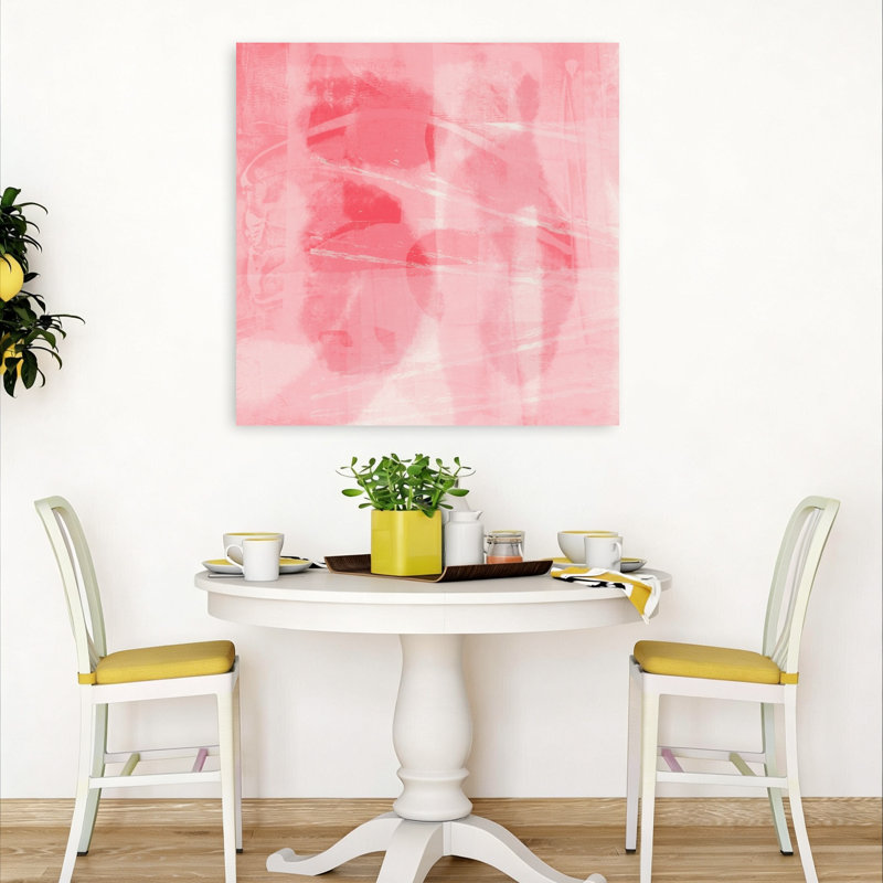 Soft Pink Abstract Flow Abstract Contemporary Delicate Wall Art Print 1 Piece Wrapped Canvas Wall Art, 91.44cm H x 91.44cm W