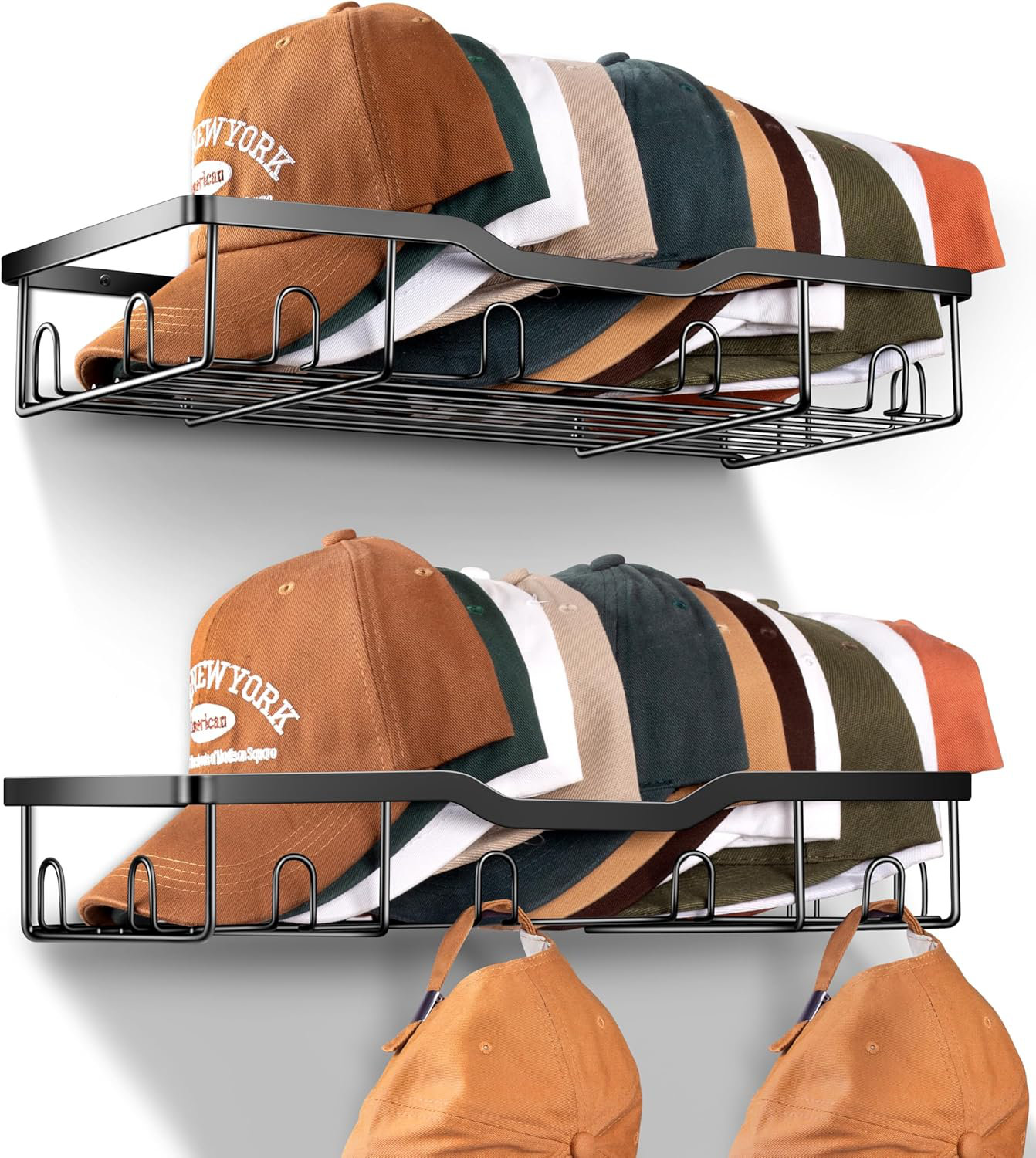 Hokku Designs Metal Hat Racks For Baseball Caps Wall Hat Organizer Fit ...