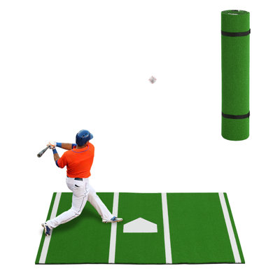 Tapis de baseball et de baseball avec plaque de base, gazon antidérapant, 6 pi x 4 pi pour l'entraînement à l'intérieur et à l'extérieur