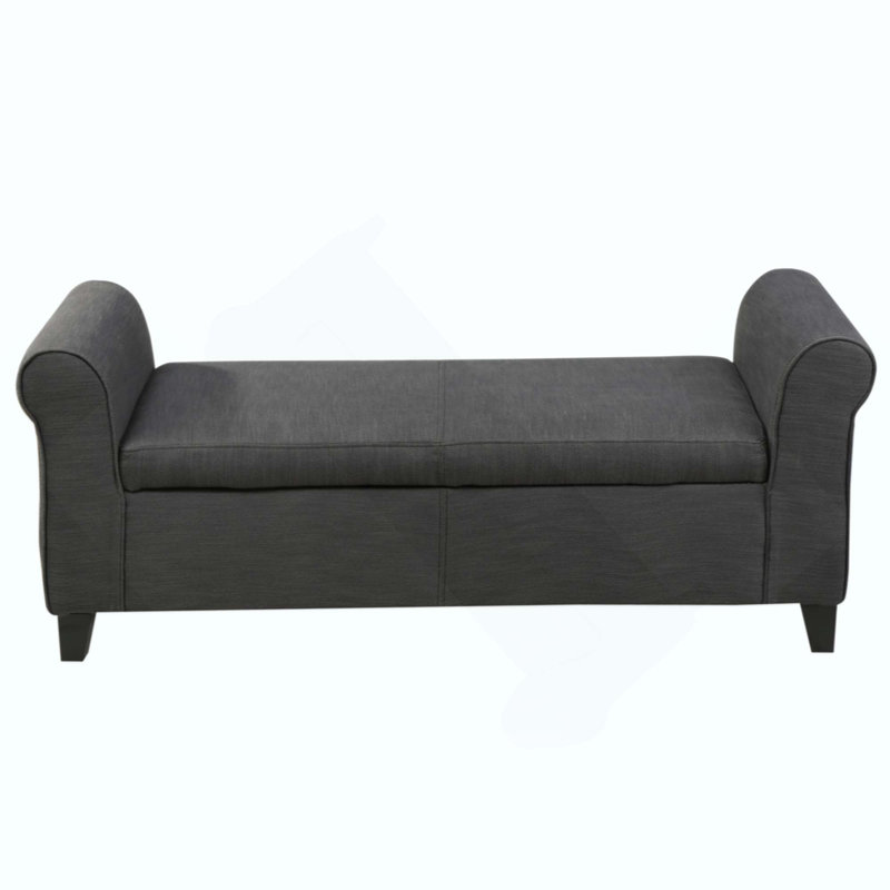 Banc de rangement rembourré Aisyah, Polyester gris