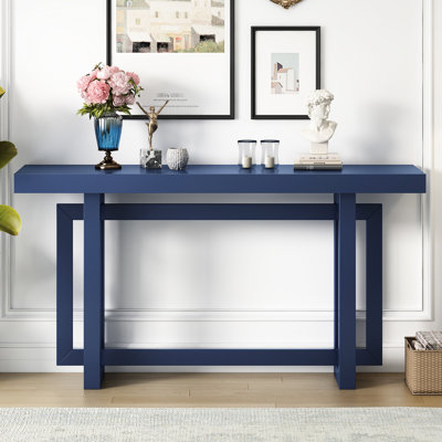 Console de couloir bleu marine American Design - texture béton, bois massif +, support de 150 lb, chargement latéral facile à assembler, installation simple