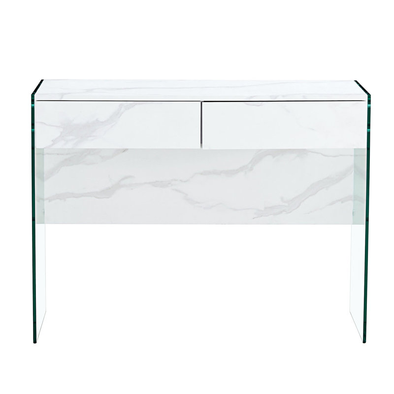 Minimalist Dresser Desk, Computer Desk With Double Drawer