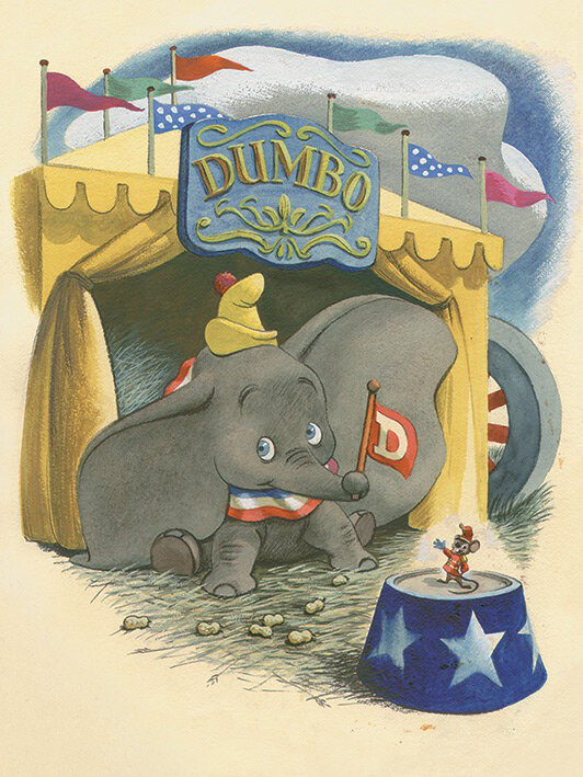 Dumbo - Watercolour Graphic Art Print on Canvas