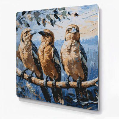 «Birds Laughing Kookaburra», art mural en métal gris