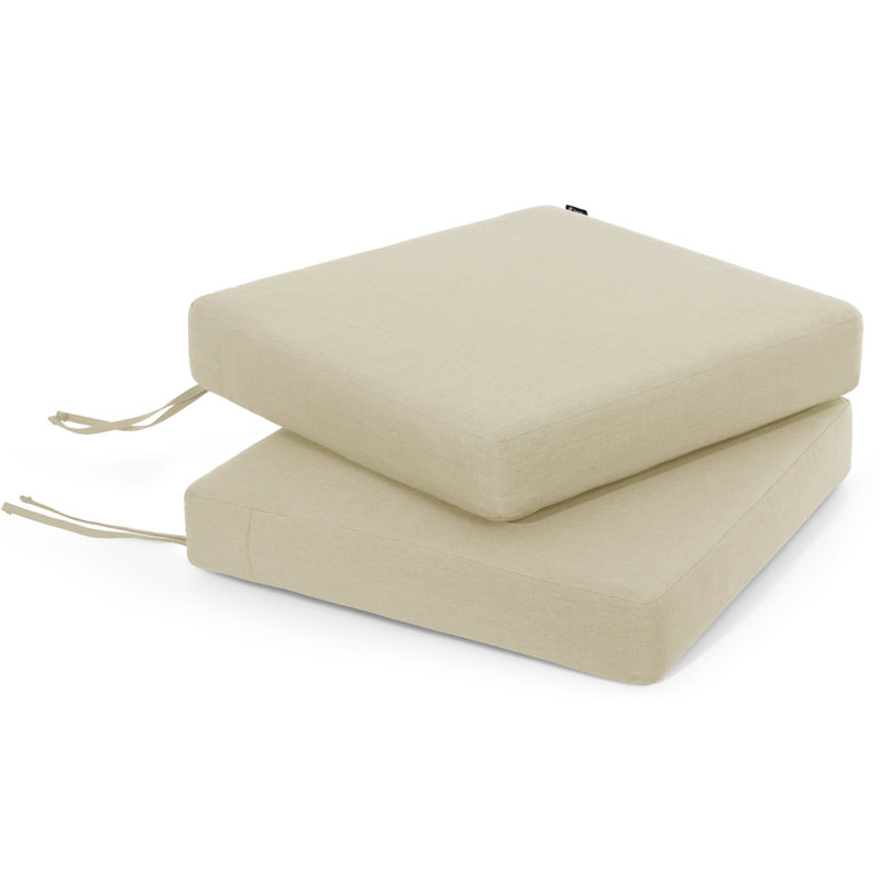 Outdoor Cushion Set of 2, Rainproof & 3-Year Fade Resistant Patio Furniture Cushions with Removable Cover and Adjustable Ties for Garden