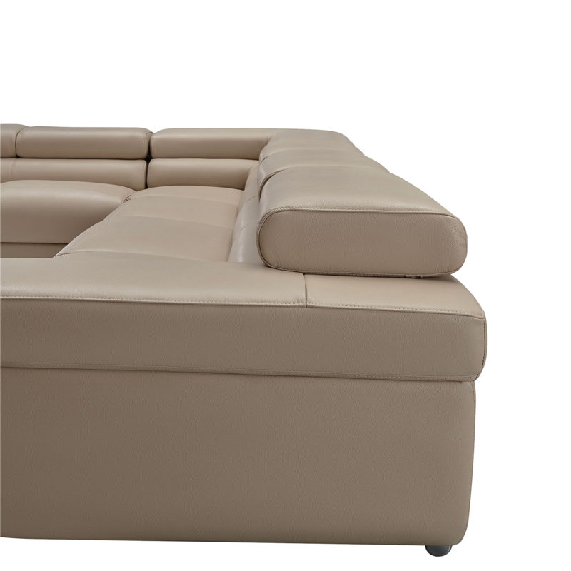 Canapé modulaire Monroe, Cuir véritable beige