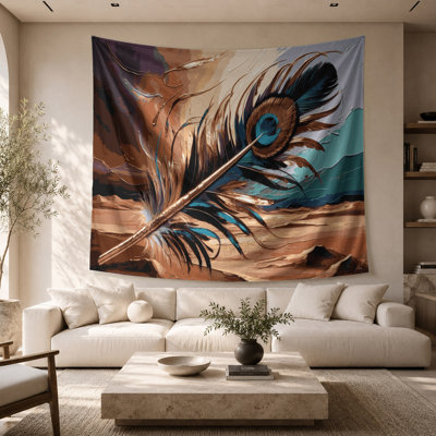 Southwestern Animals Turkey Feather 52 Wall Tapestry