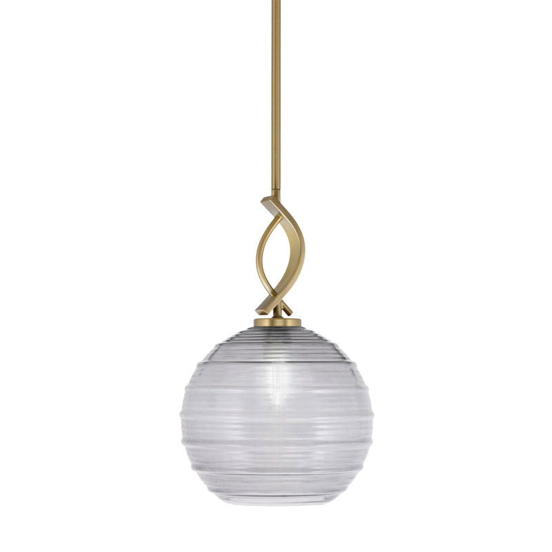 Luminaire suspendu simple à 1 lumière Unia, Transparent, Laiton, 64" H x 10" W x 10" D