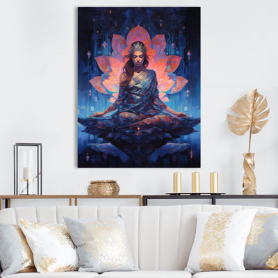 " Blue Yoga Pink Lotus Woman "