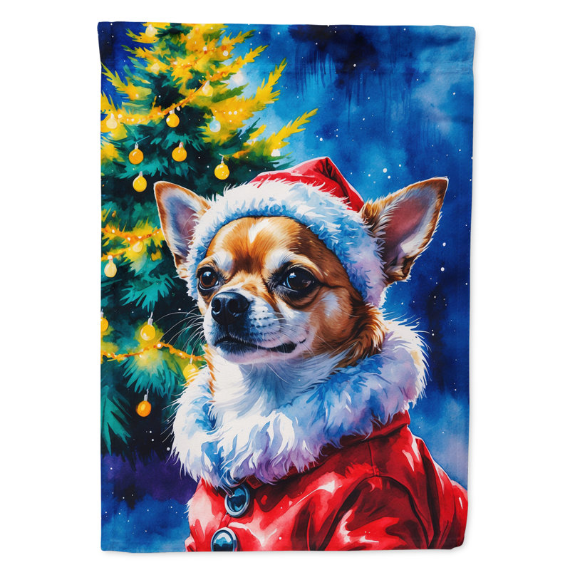 Chocolate Poodle Christmas House Flag, Chihuahua