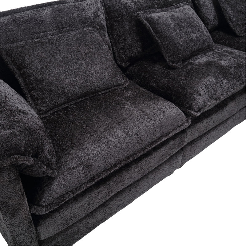 112" Oversized Sectional Sofa Cloud Couch For Living Room, Modern Chenille L Shaped Couch, Comfy Boucle Modular Sofa Sleeper With Moveable Ottoman & Memory Foam