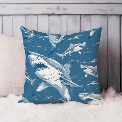 Animals Sharks Pattern III Ocean Sea Animals Shark Pillow Cover
