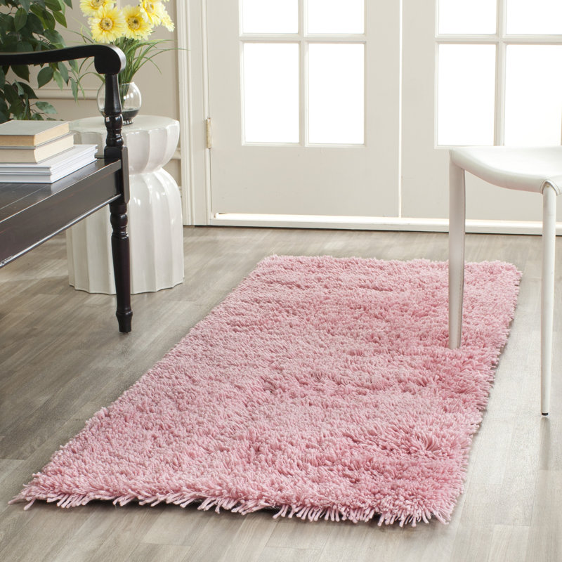 Tapis rose touffeté à la main Slusser, Tapis de couloir 2 pi 3 po x 8 pi