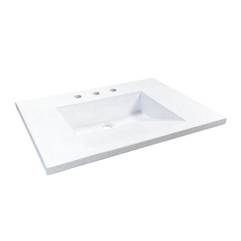 Plateau de meuble-lavabo simple avec lavabo, Blanc