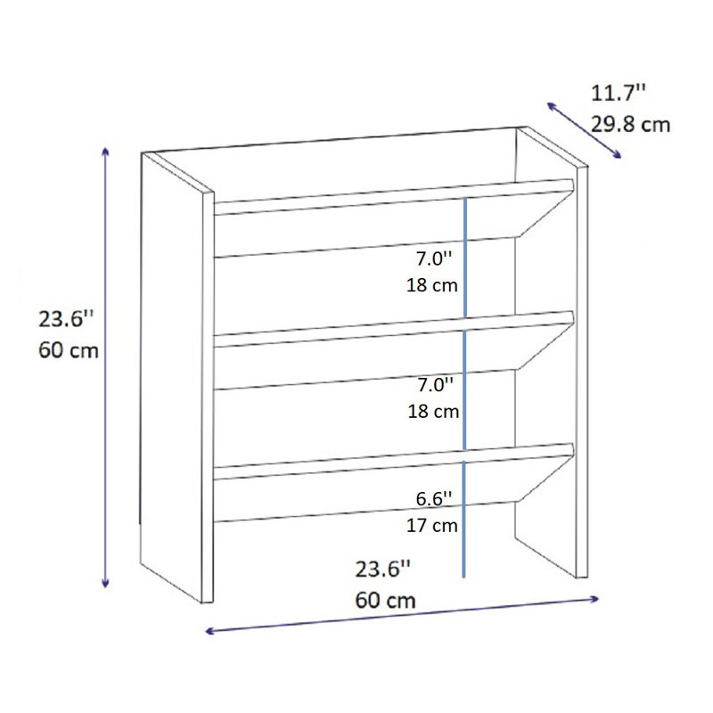 9 Pair Shoe Storage Cabinet, White/Walnut