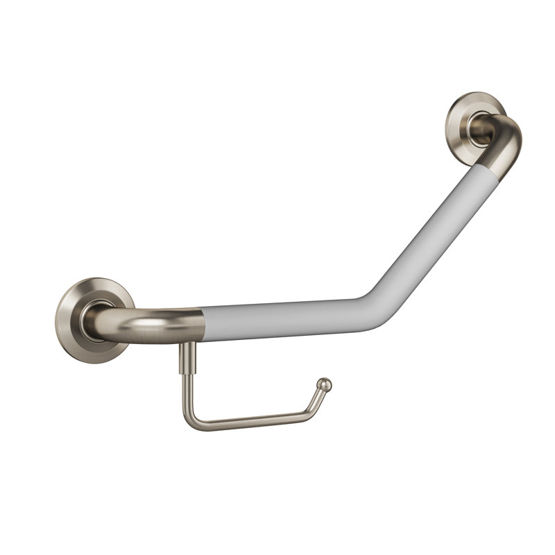 ErgoAngleBar Poignée ergonomique souple de 32 mm de diamètre, conforme à l'ADA, capacité de poids de 500 lb, Nickel brossé