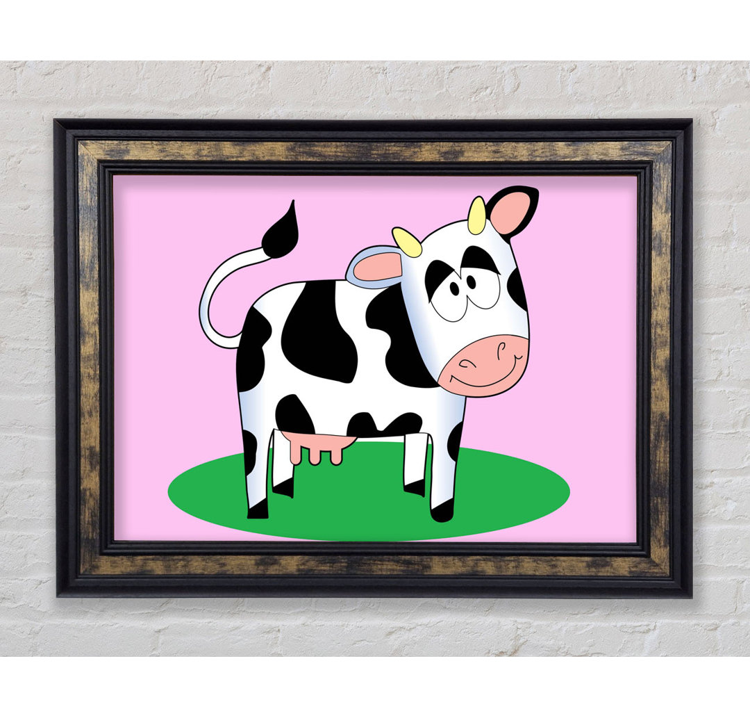 Happy Cow Pink - Einzelner Bilderrahmen Kunstdrucke