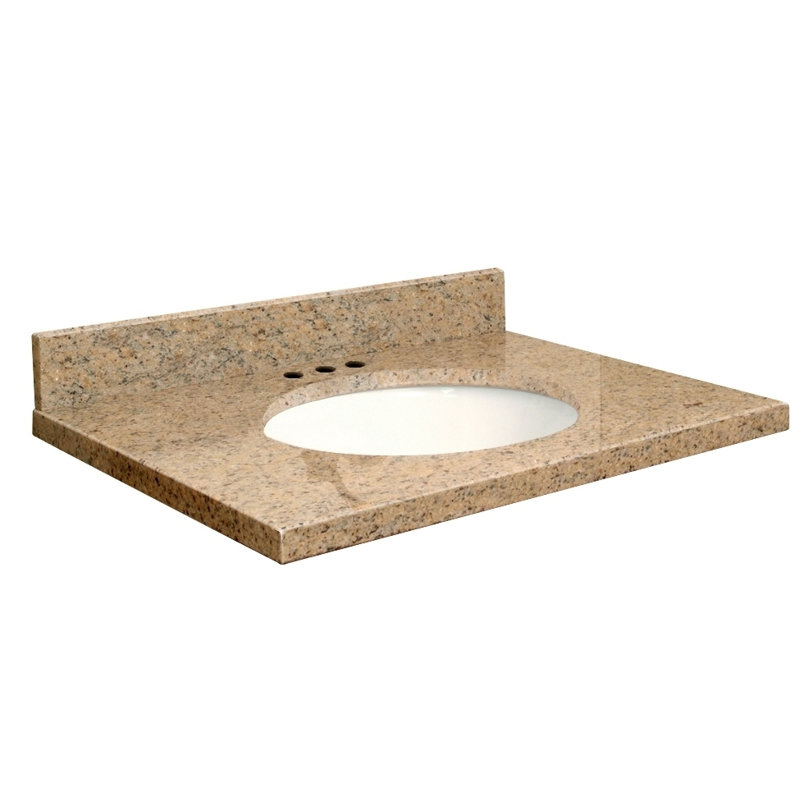 Dessus de salle de bain simple 37 po meuble-lavabo, Blanc, Centré de 8 pouces, Jaune parfait